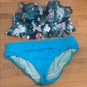 Torrid Floral and Blue Swim Set